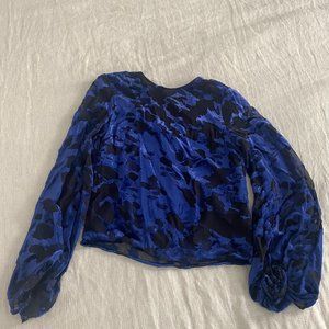 & Other Story blue velvet / mixed material shirt